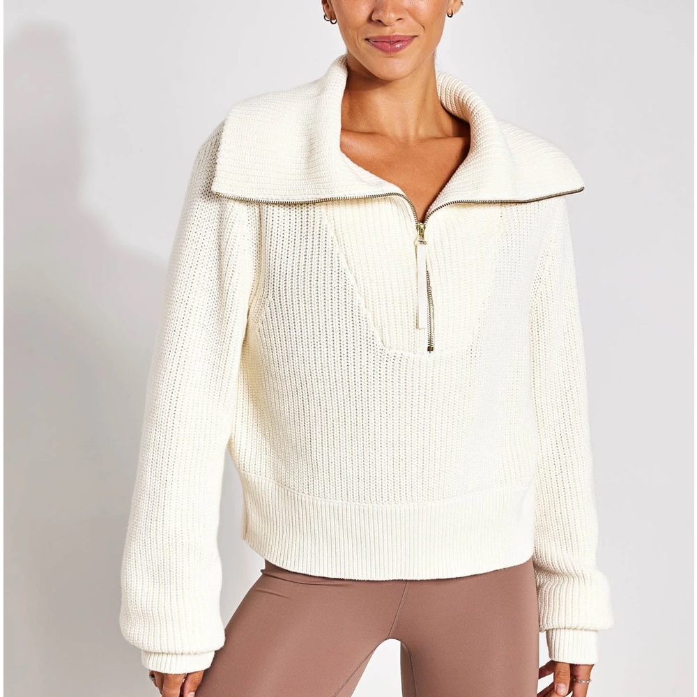 Varley Mentone Half-Zip Knit Pullover - Egret